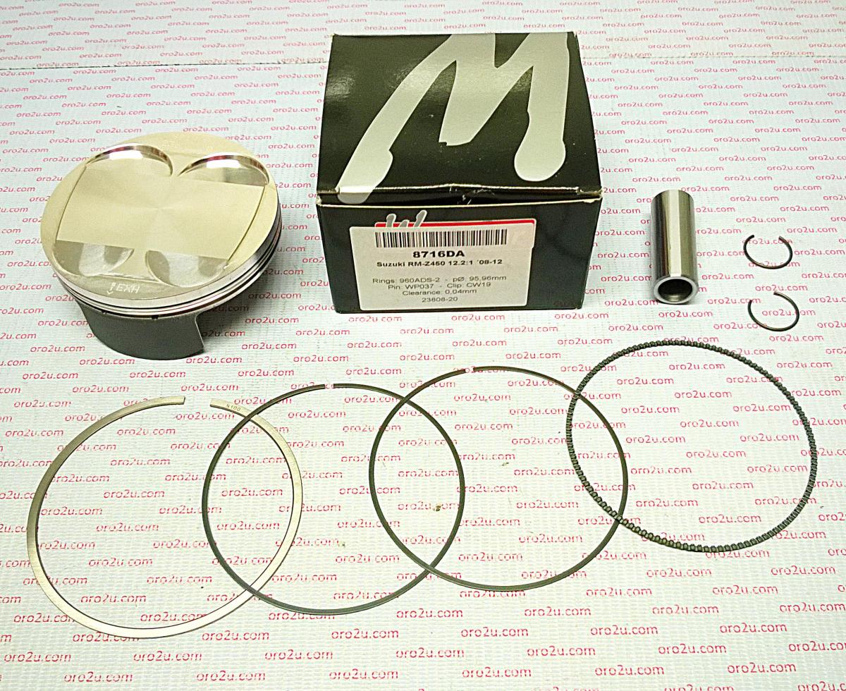 PISTON KIT 08-12 RMZ450 96mm, WOSSNER 8716DA SUZUKI FORGED, 12111-28H10-0F0