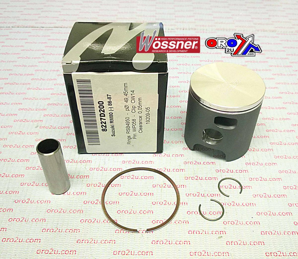 PISTON KIT 86-87 RM80 47.50, WOSSNER 8227DA SUZUKI MX