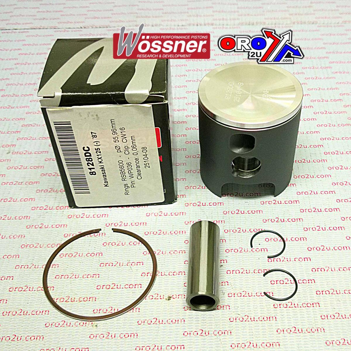 PISTON KIT 1987 KX125 56.00, WOSSNER 8128DA KAWASAKI MX 13001-1220