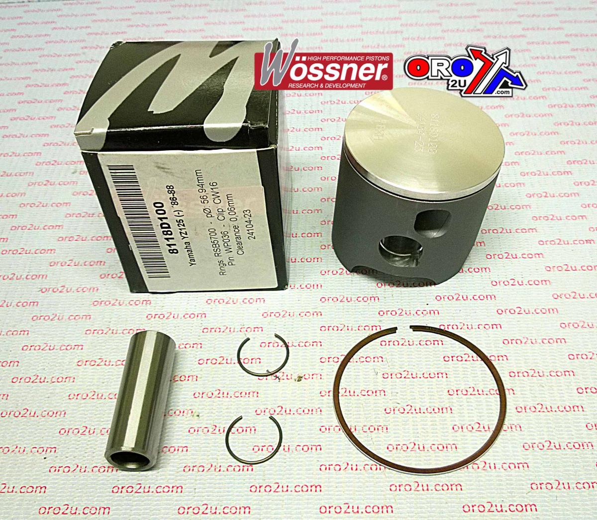 PISTON KIT 86-88 YZ125 57.50, WOSSNER 8118D150 YAMAHA MX