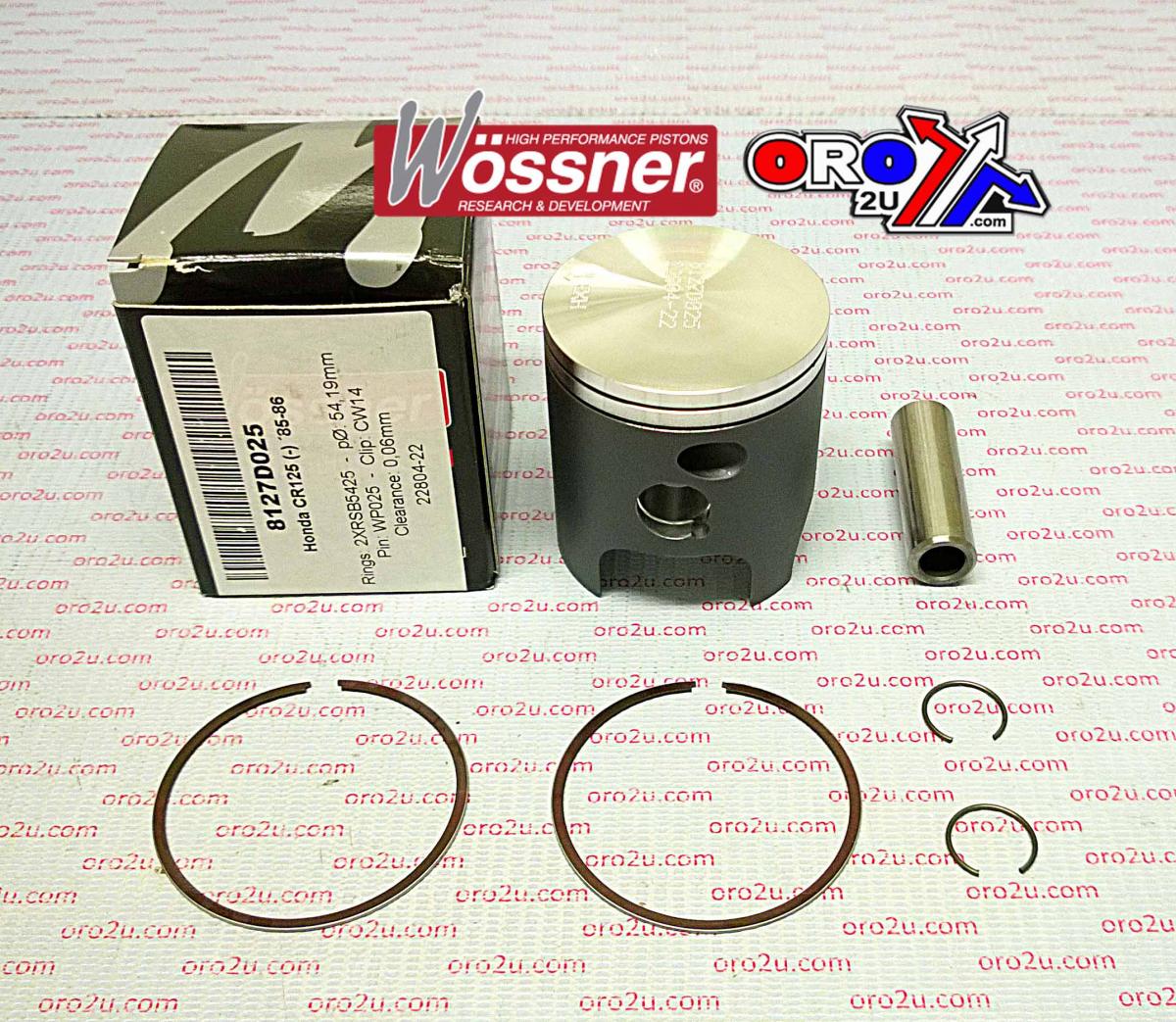 PISTON KIT 85-86 CR125 54.50, WOSSNER 8127D050 HONDA MX