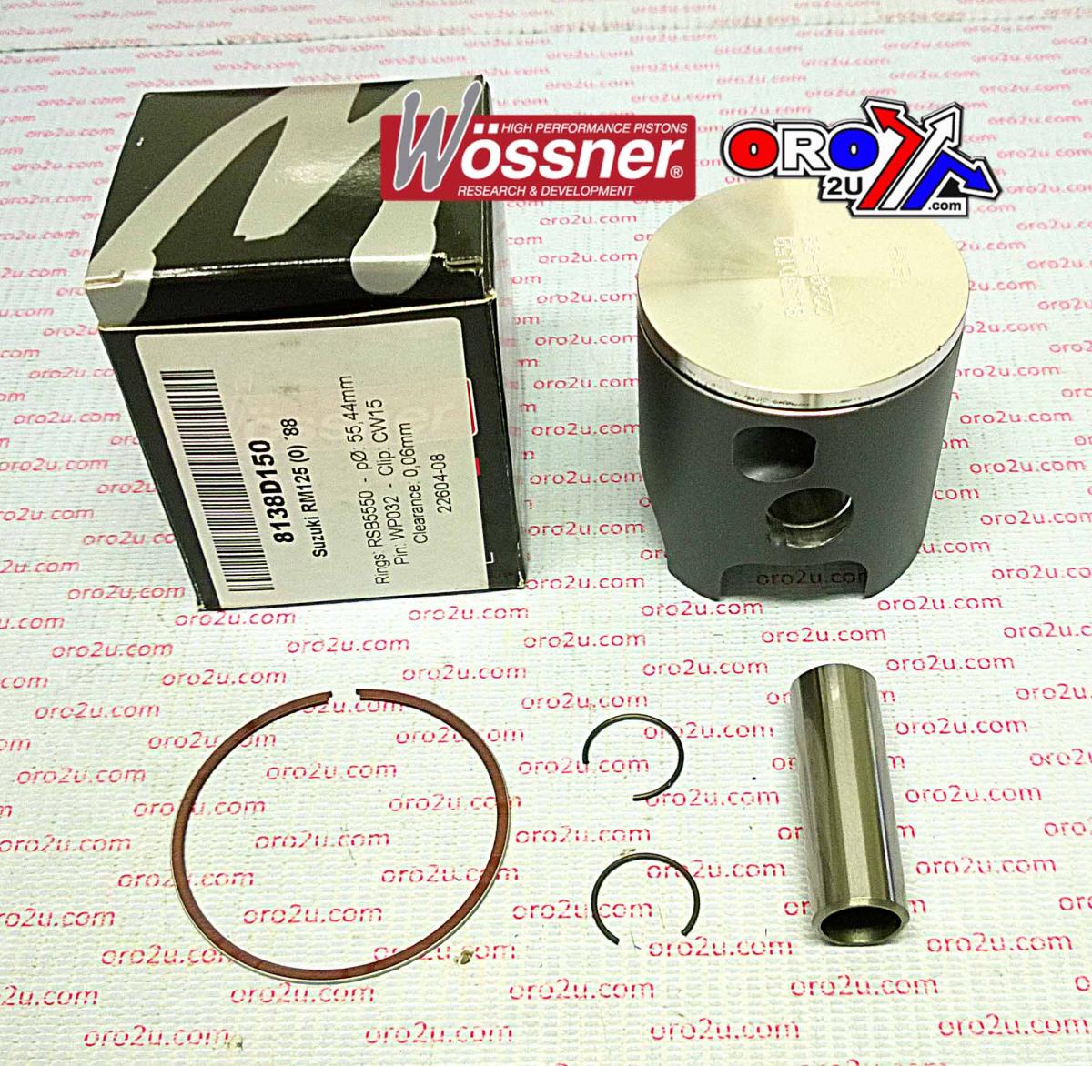 PISTON KIT 1988 RM125 56.00, WOSSNER 8138D200 SUZUKI MX