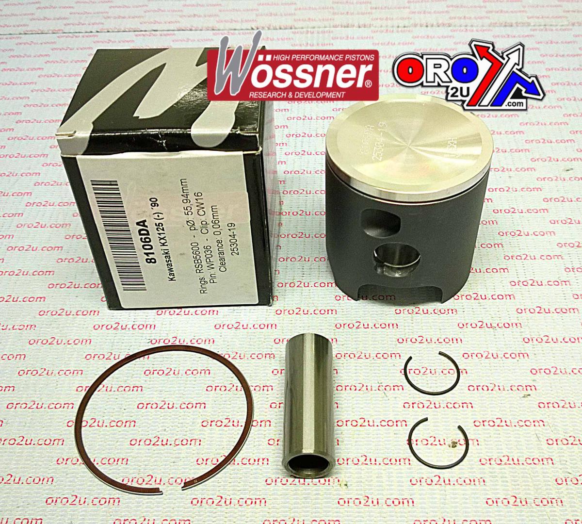 PISTON KIT 1990 KX125 56.00, WOSSNER 8106DA KAWASAKI MX 13001-1314