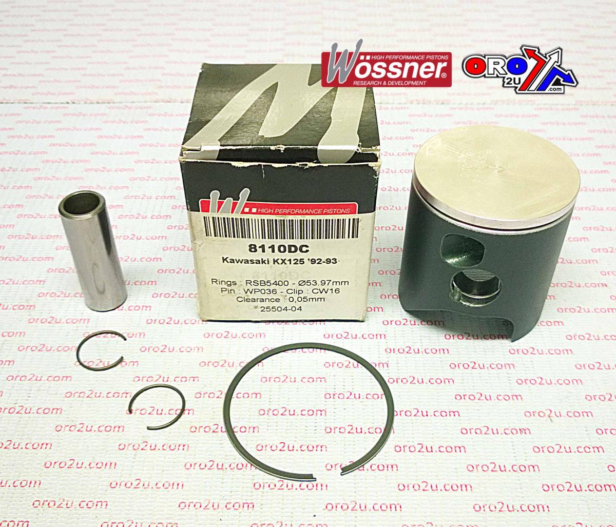 PISTON KIT 92-93 KX125 54.00, WOSSNER 8110DA KAWASAKI MX 13001-1377
