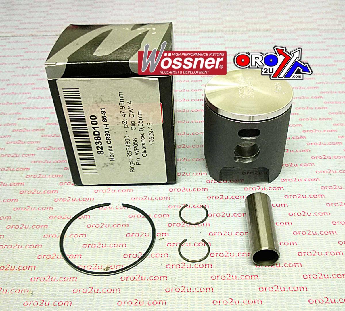 PISTON KIT 86-07 CR80 48.00, WOSSNER 8238D100 HONDA MX