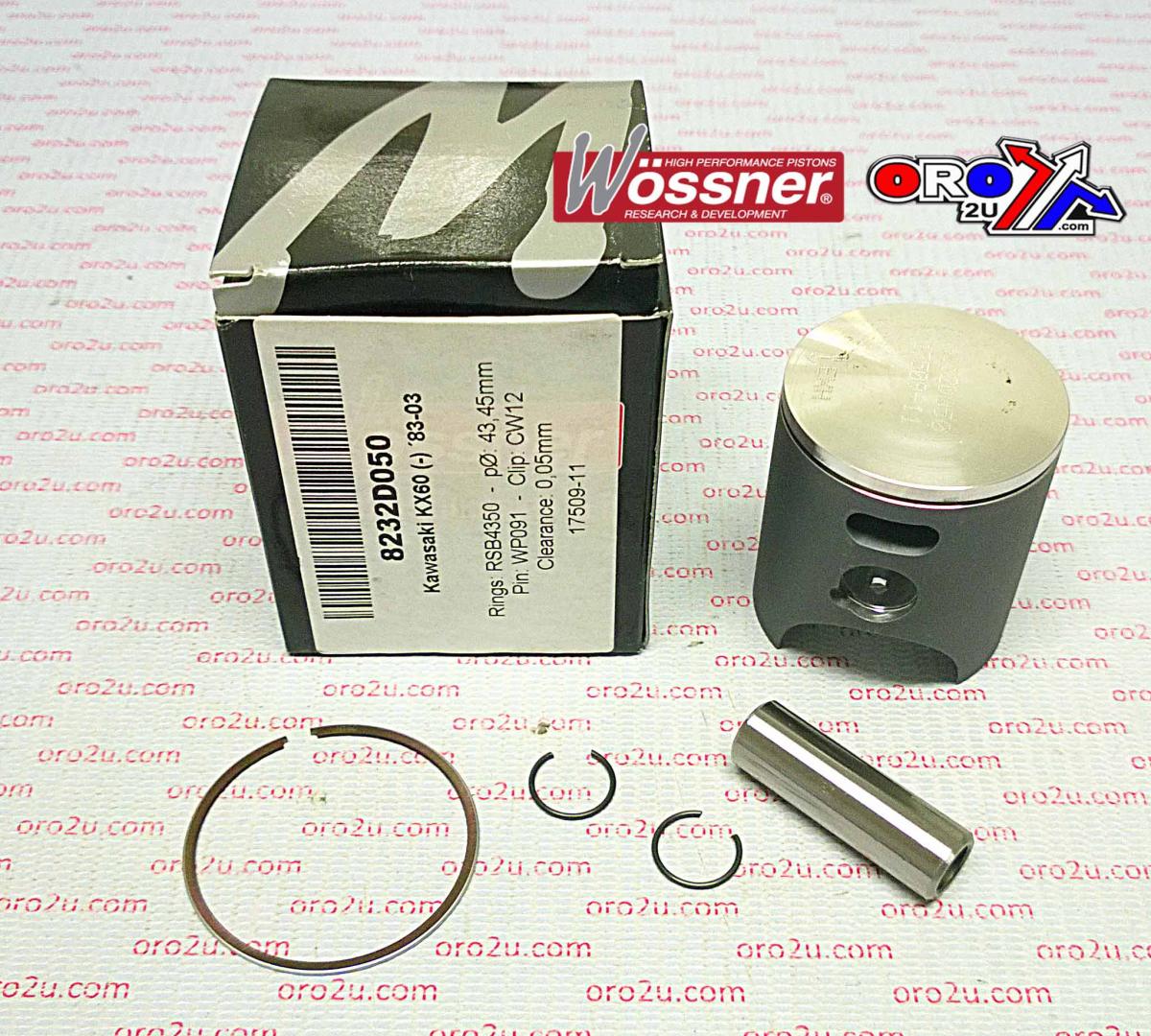 PISTON KIT 83-03 KX60 43.00, WOSSNER 8232DA KAWASAKI MX 13001-1536