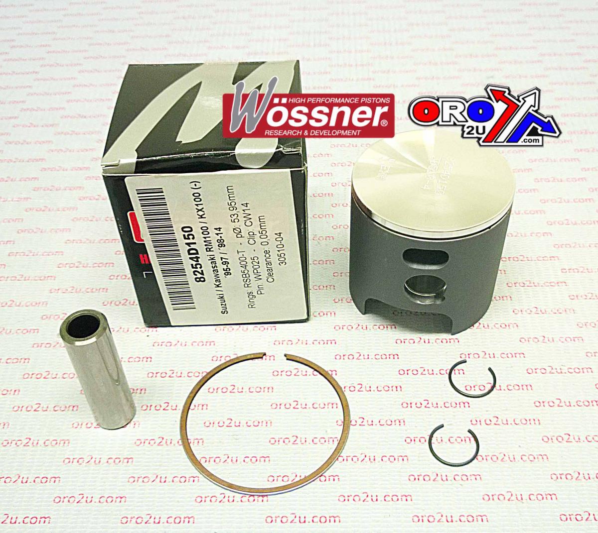 PISTON KIT 98-18 KX100 53.00, WOSSNER 8254D050 KAWASAKI MX, SINGLE RING