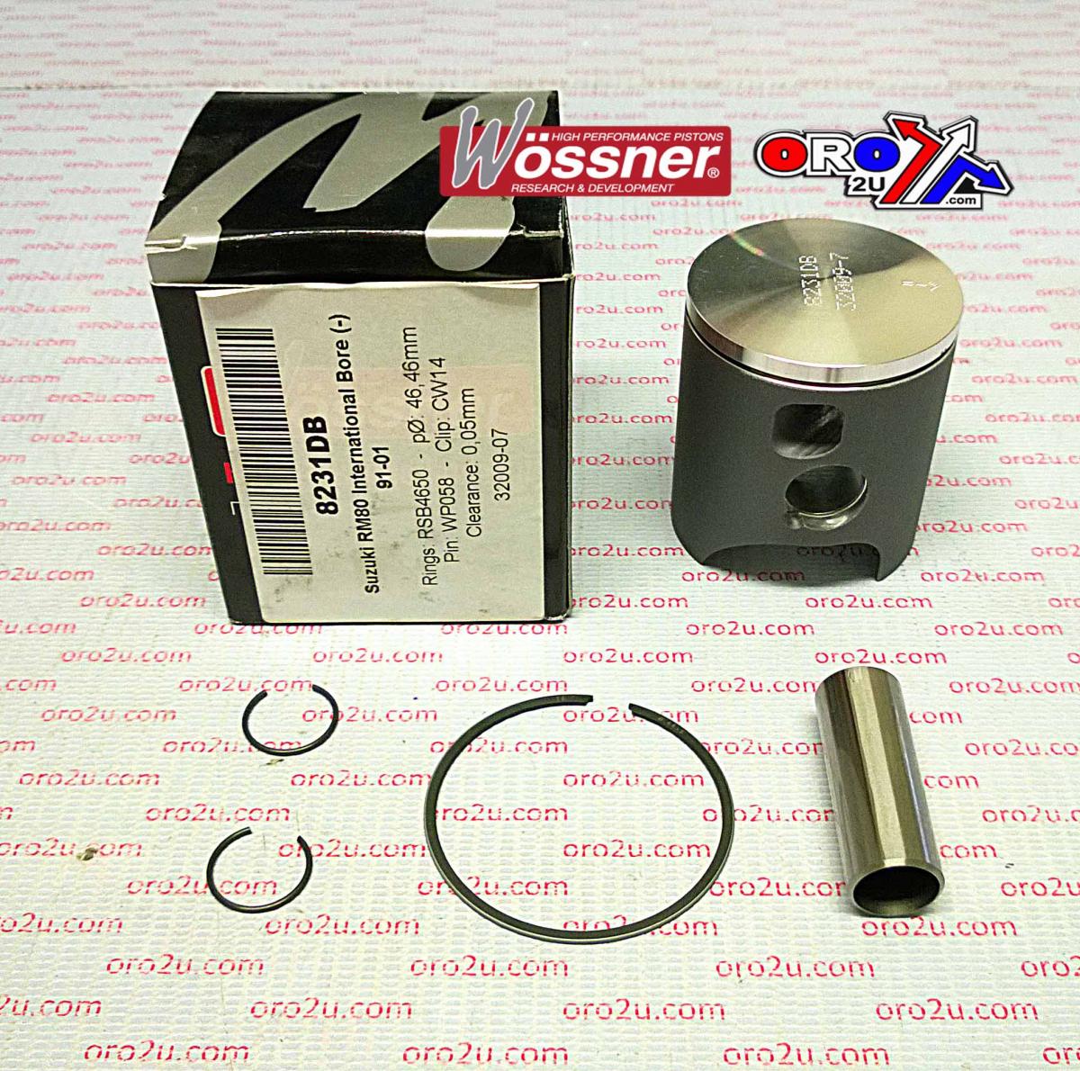 PISTON KIT 91-01 RM80 46.50, WOSSNER 8231DA SUZUKI MX