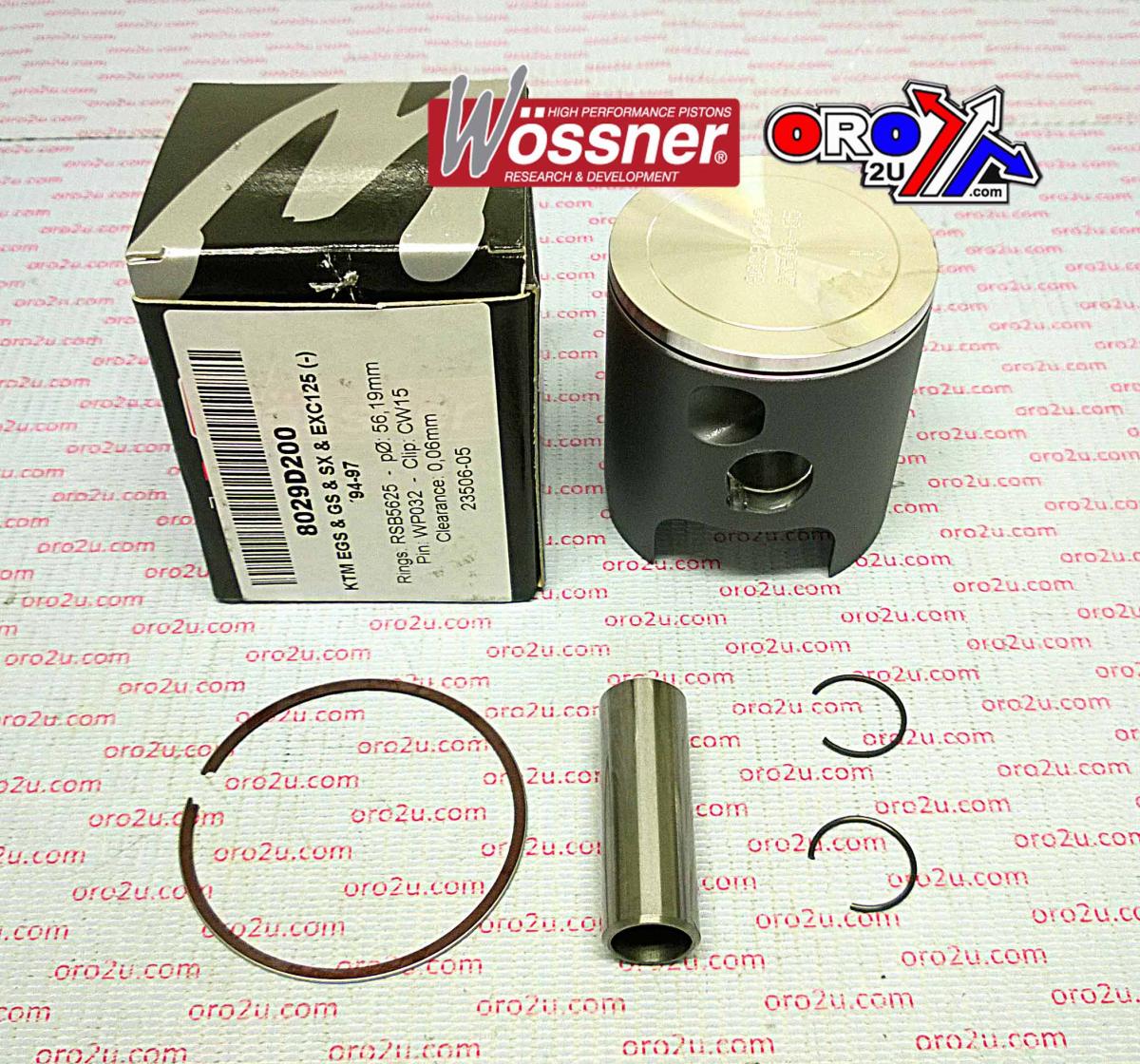 PISTON KIT 94-00 KTM125 56.25, WOSSNER 8029D200 FORGED