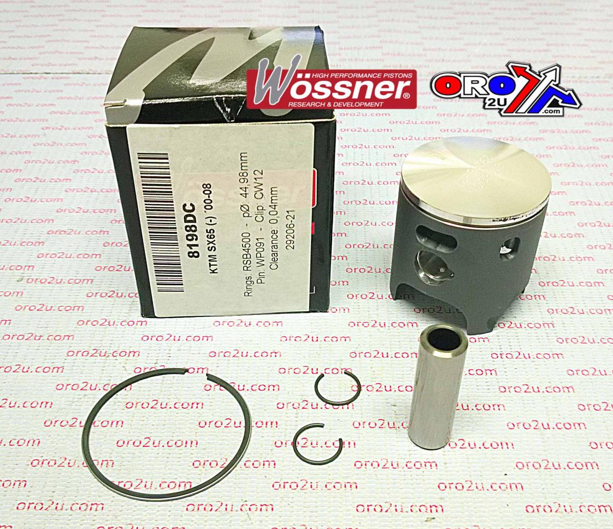 PISTON KIT 00-08 SX65 45.00 A, WOSSNER 8198DA KTM MX 46030007500