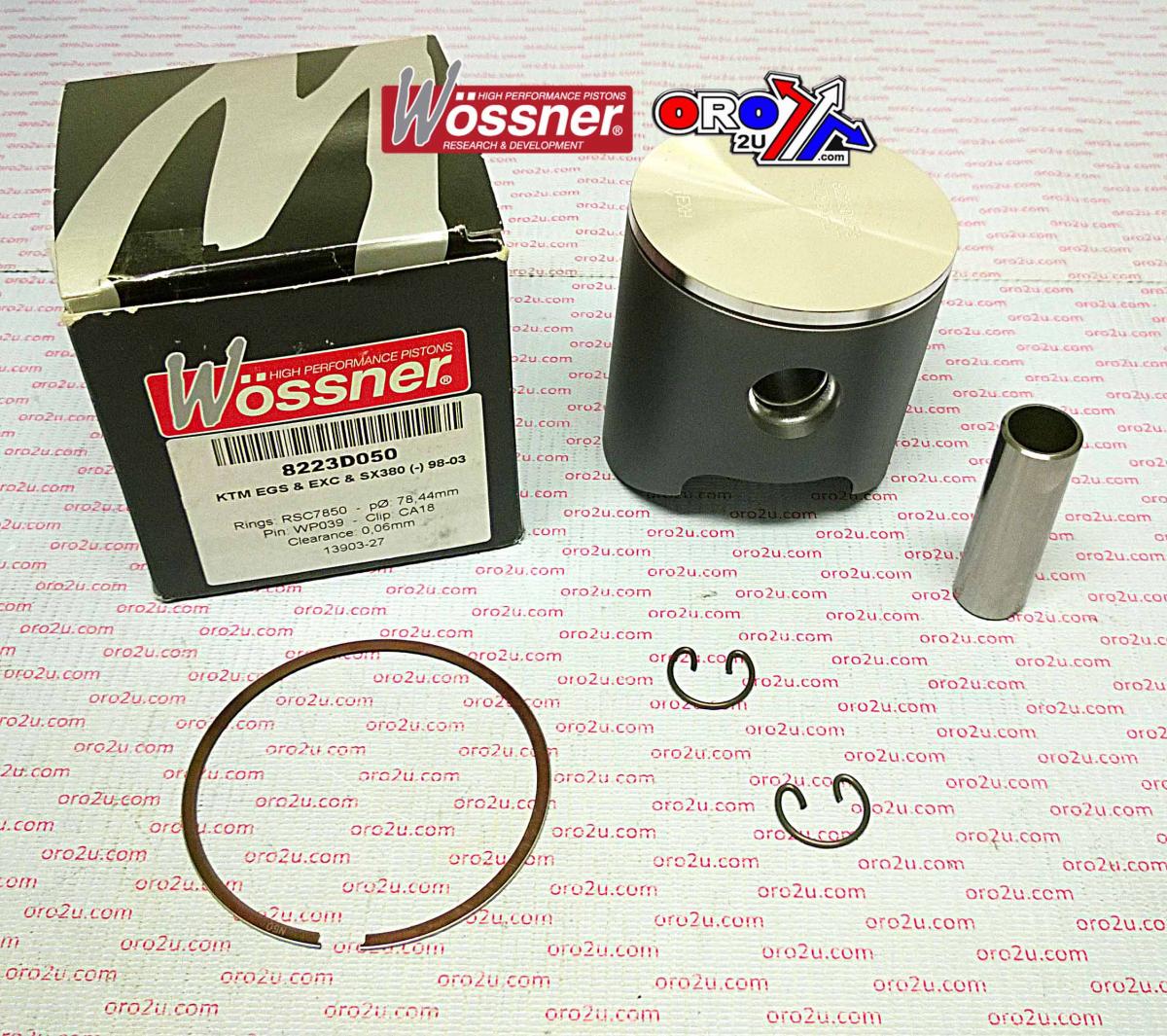 PISTON KIT 98-02 KTM380 78.00, WOSSNER 8223DA FORGED