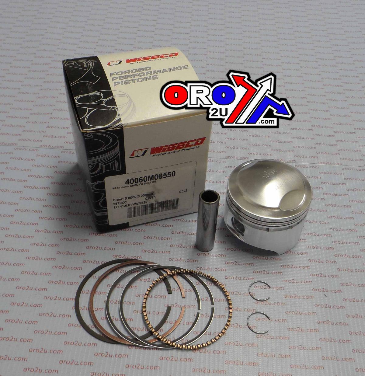 PISTON KIT 68-73 CB350 65.50, WISECO 40060M06550 ROAD HONDA