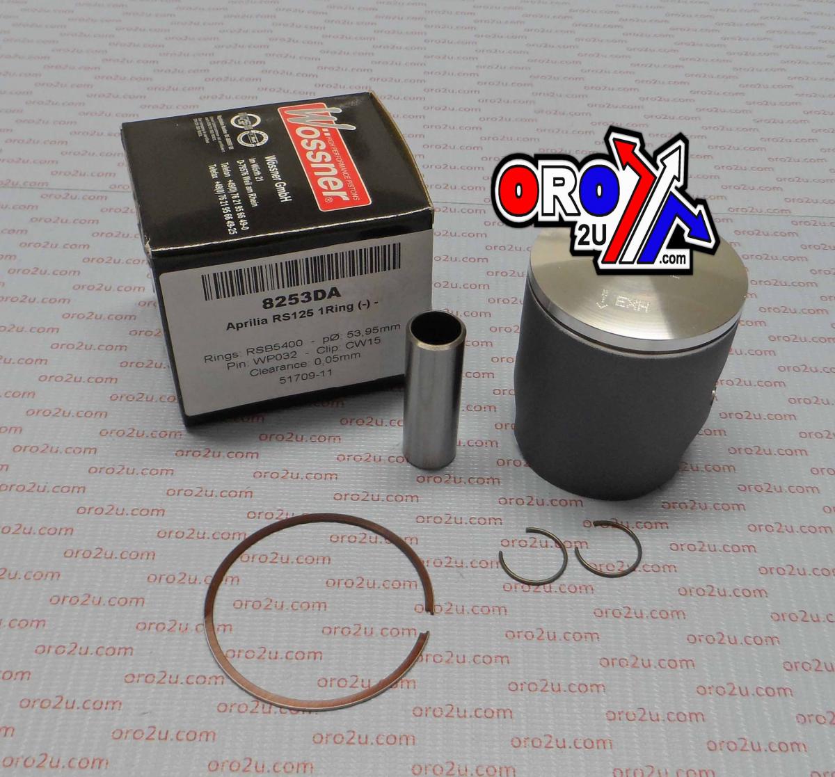 PISTON KIT Aprilia RS125 "A", FORGED WOSSNER KIT 8253DA, SINGLE RING