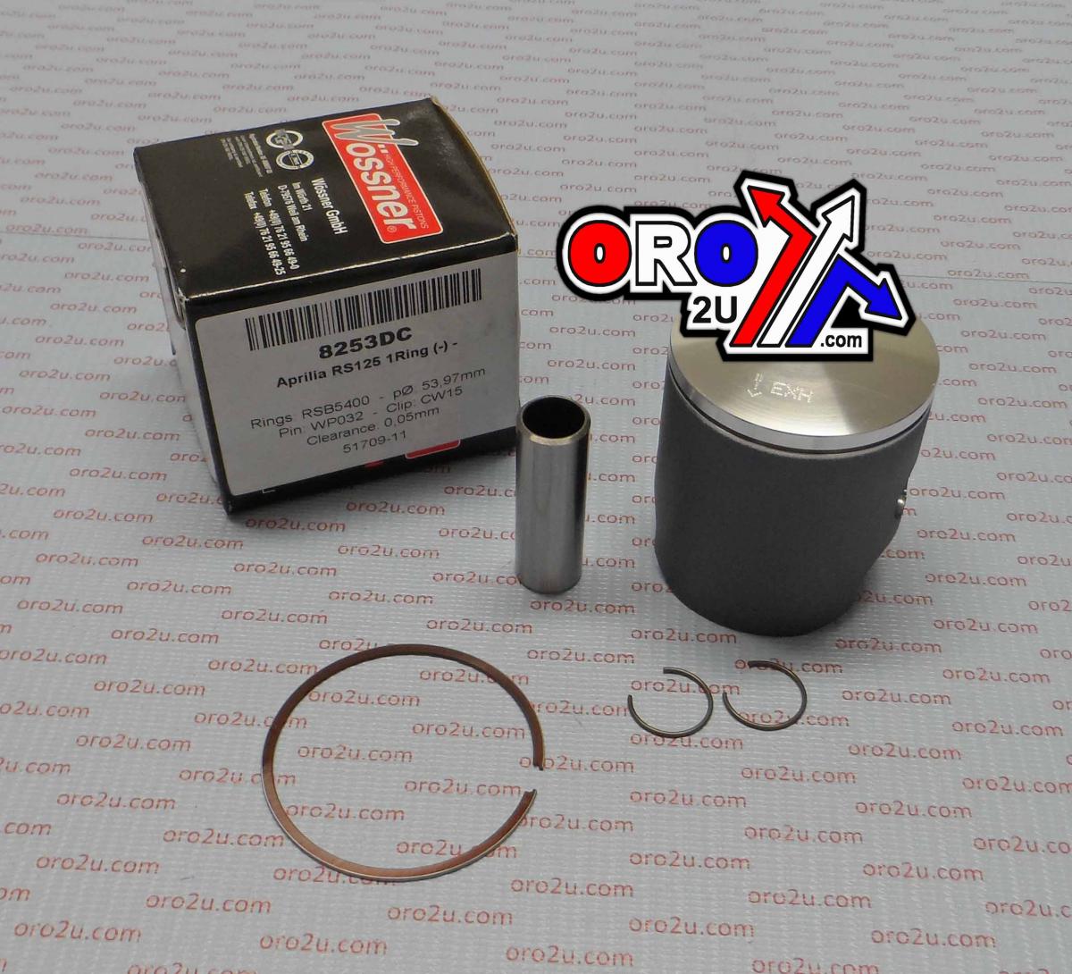 PISTON KIT Aprilia RS125 "C", FORGED WOSSNER KIT 8253DC, SINGLE RING