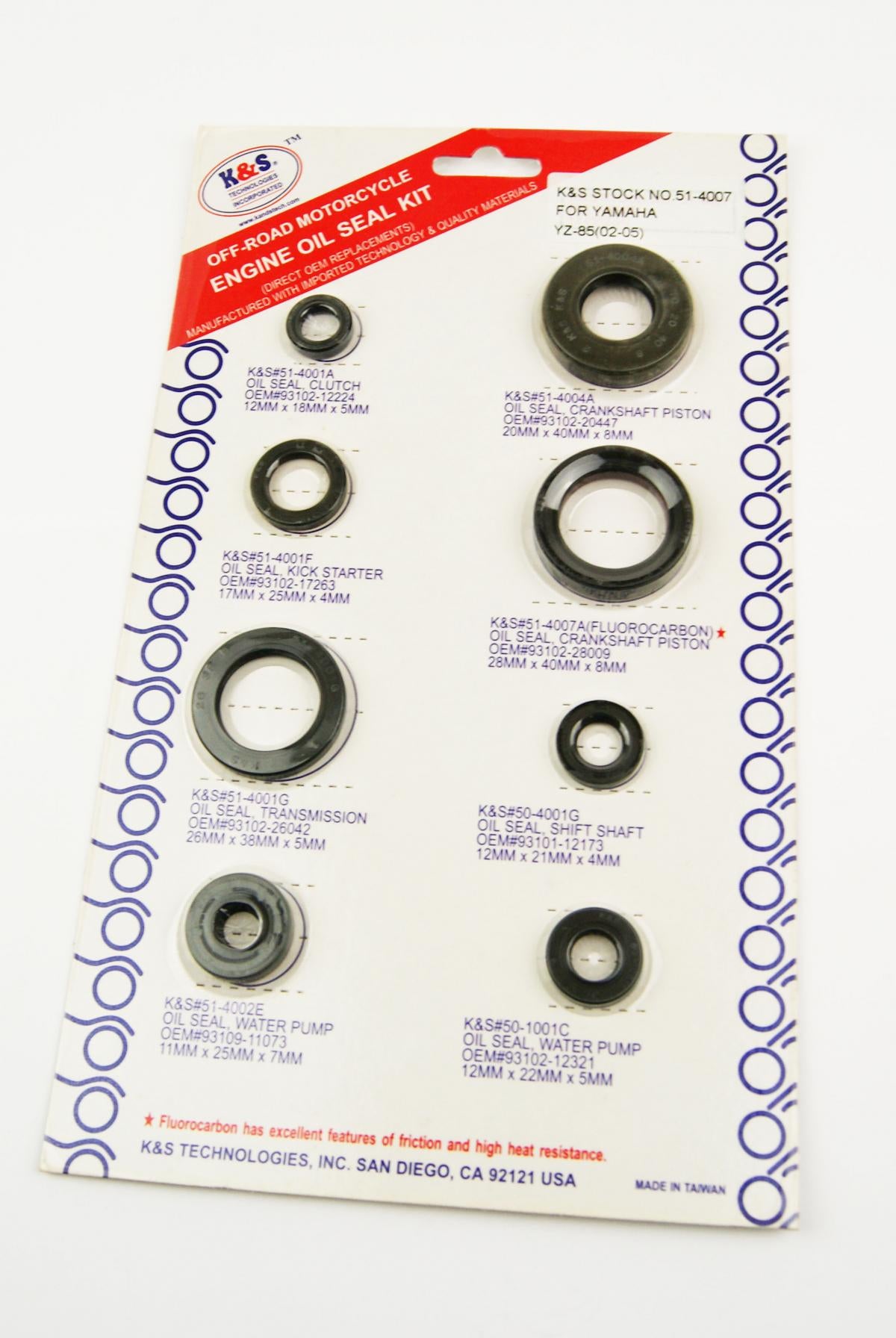 OIL SEAL SET ENGINE 02-14 YZ85, K&S 51-4007 YAMAHA KIT / 8