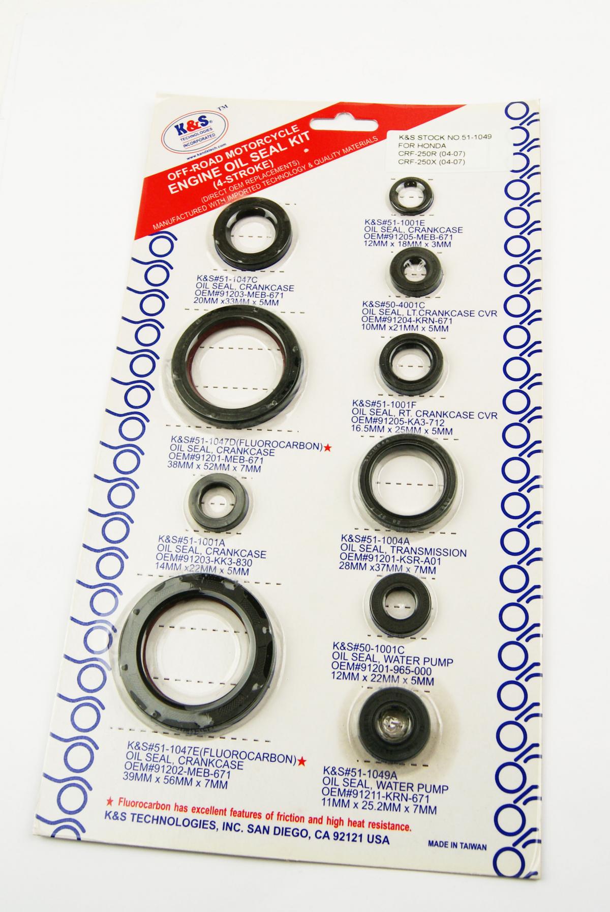 OIL SEAL SET 04-09 CRF250R X, K&S 51-1049 HONDA ENGINE