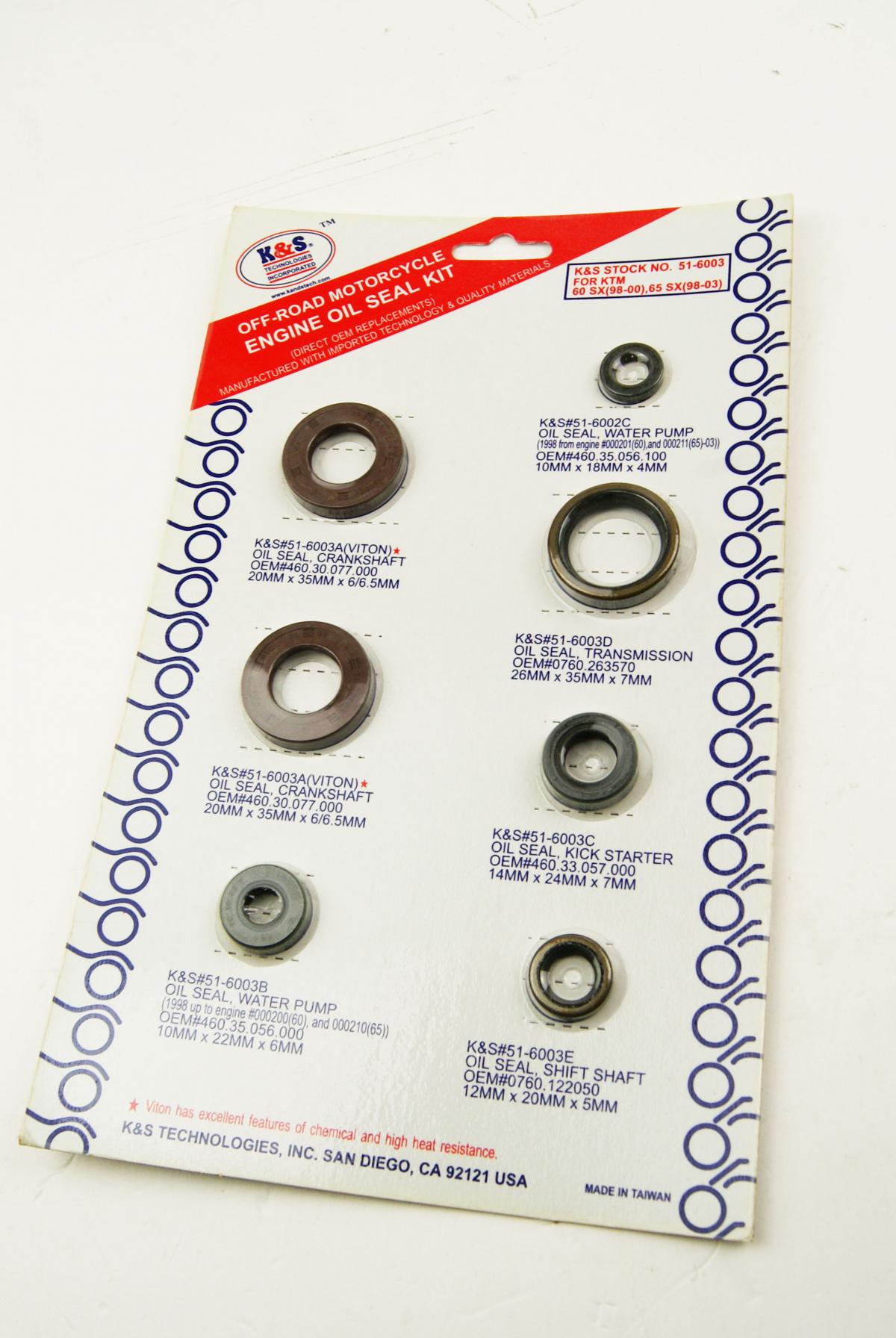 OIL SEAL SET KTM 60/65 98-03, K&S 51-6003 ENGINE KIT