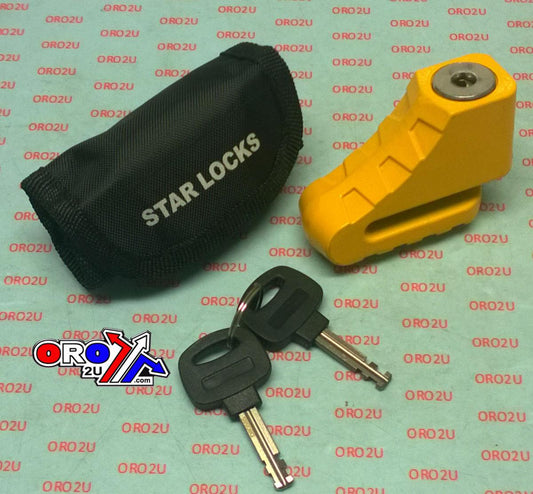 DISC LOCK SMALL YELLOW, Scooter Bike Bicycle Motorcycle Anti-theft Brake Rotor Disc Lock