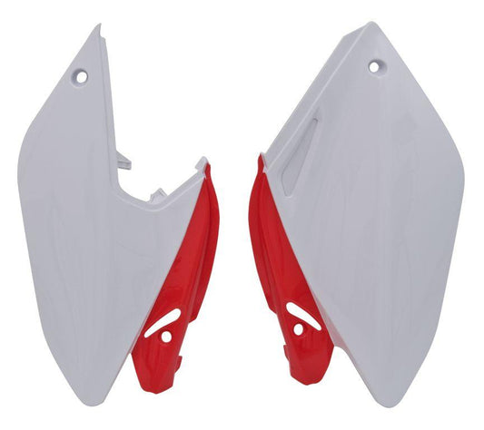 SIDE PANELS WHITE/RED 04-19 CRF250X, RTECH R-FICRFXBNRS4, OEM COL.04-08