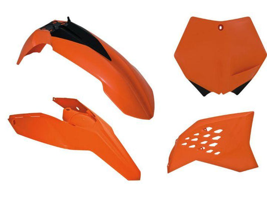 PLASTIC KIT/4 KTM 125-530, ORANGE RTECH R-KITKTM-AR0-505