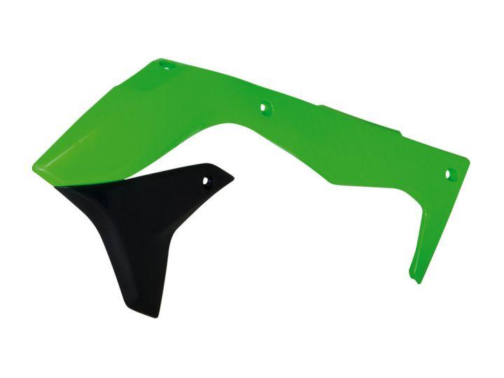 RADIATOR SCOOPS 2016-18 KX450F, RTECH R-CVKXFVENR16, GREEN/BLACK
