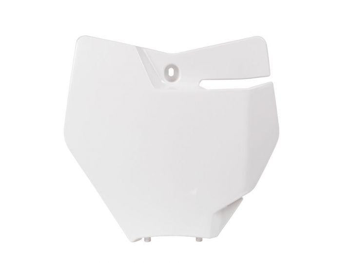 FRONT PLATE 16-18 KTM SX/SXF, WHITE RTECH R-TBKTMBN0016