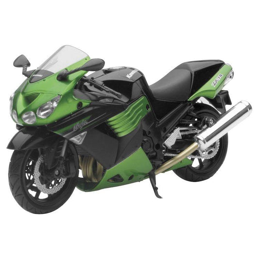 MODEL DIE CAST KAWASAKI ZX-14, 2011, GREEN AND BLACK, SCALE 1:12, 57433B, ROAD