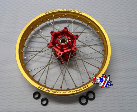 19x2.15 WHEEL HON GD MATT/RED, MX-9122 GOLD RIM, RED HUB, SP04703815299 SM MATT RIM MX-9122