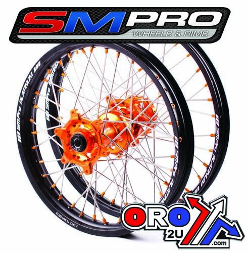 19x2.15 WHEEL KTM BLK/ORG/ORG, MX-5022 BLACK RIM, ORANGE HUB, SP05206810106 ORANGE NIPPLES