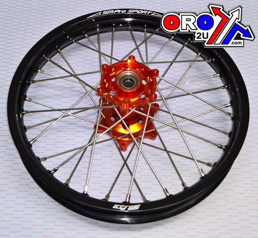 19x2.15 WHEEL KTM BLK/ORANGE, MX-5021 RIM BLACK, HUB ORANGE, SP052.06.81.01.99 GLOSS RIM