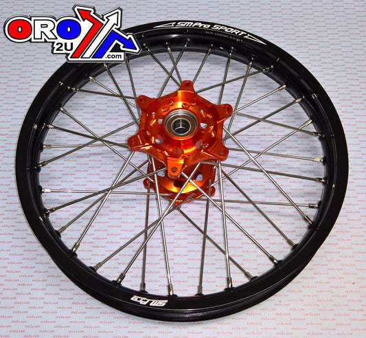 19x1.85 WHEEL KTM BLK/ORANGE, MX-5011 RIM BLACK, HUB ORANGE, SP05206820199 GLOSS RIM