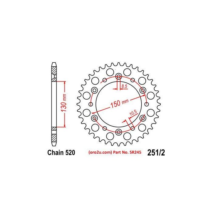 REAR SPROCKET TWINRING BLUE YAM, RENTHAL 1500-520-50GPBU