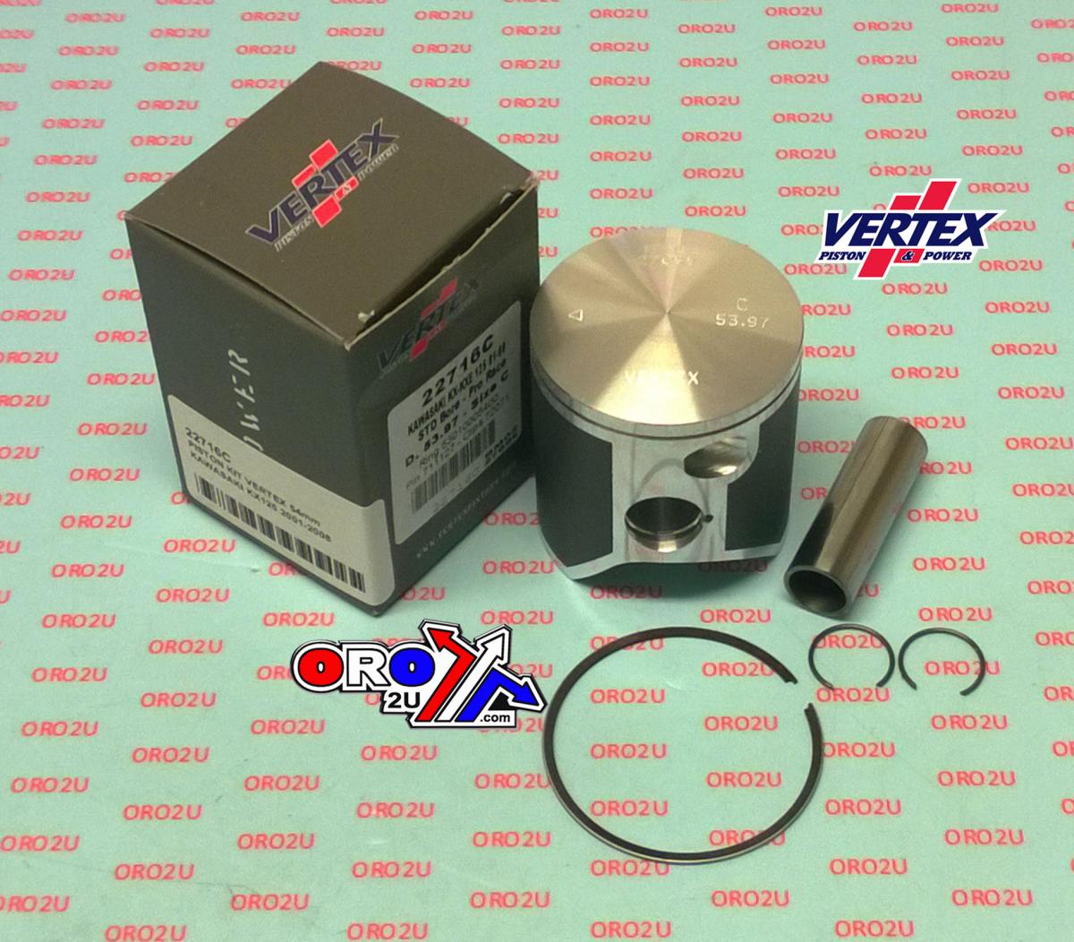 PISTON KIT VERTEX 54.0 D KAWASAKI KX 125 01-08 PRO RACE, VERTEX 22716D