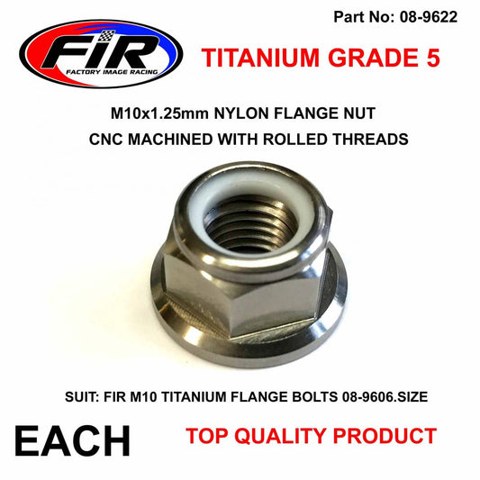 TITANIUM GR5 M10X1.25mm NUT, NYLON FLANGE NUT/ EACH