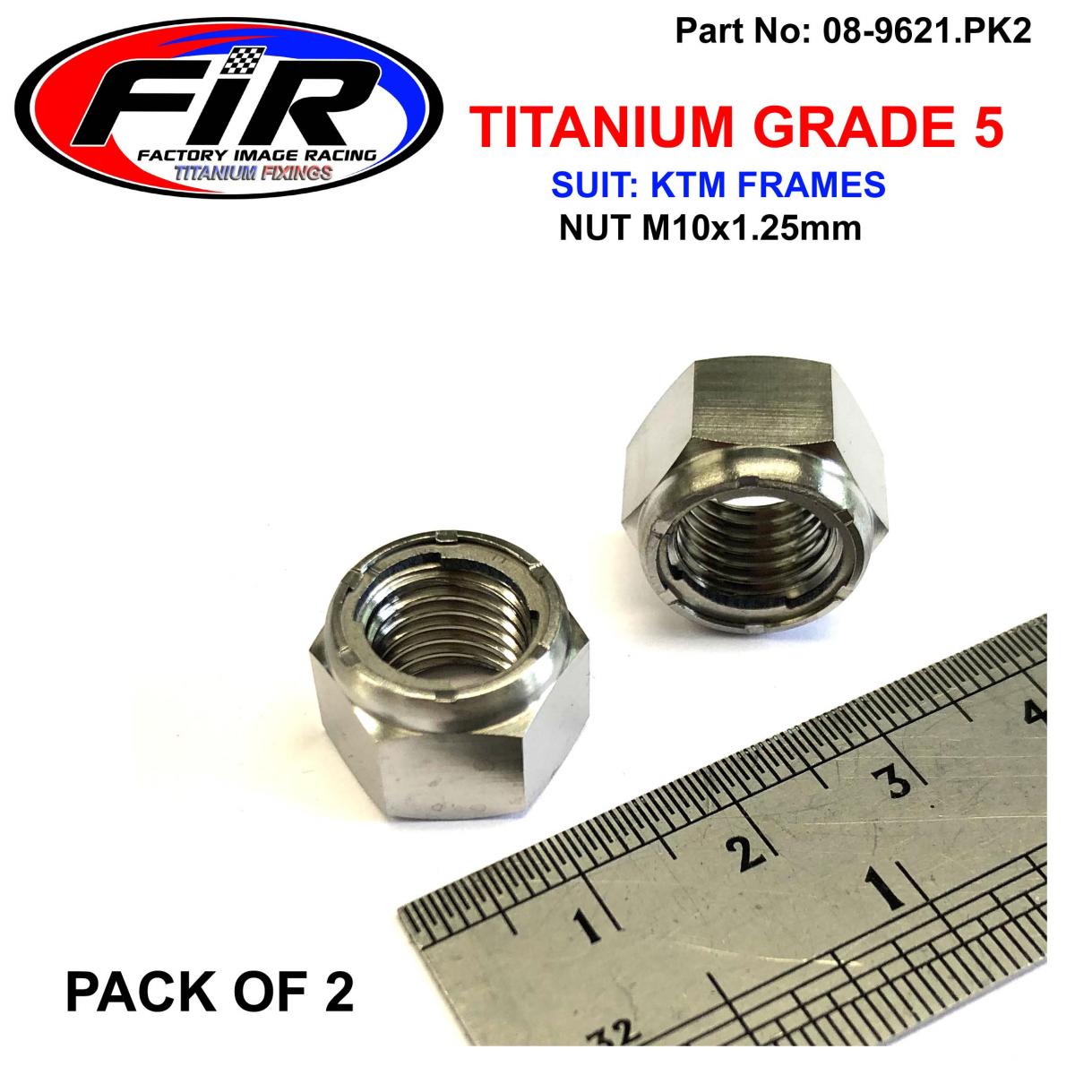 TITANIUM GR5 M10x1.25mm NUT, KTM HUSQ & HUSA / PACK OF 2,  (54310086100 METRIC FINE)