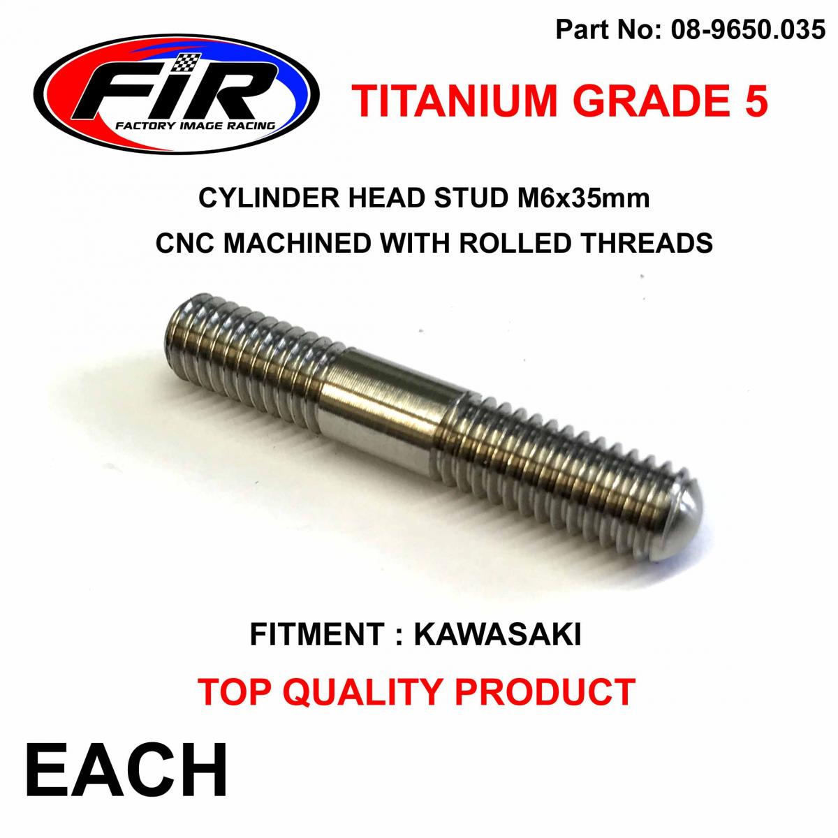 TITANIUM G5 STUD M6x35mm EACH, FRONT SPINDLE STUD KX 89>2004,  / UNIVERSAL