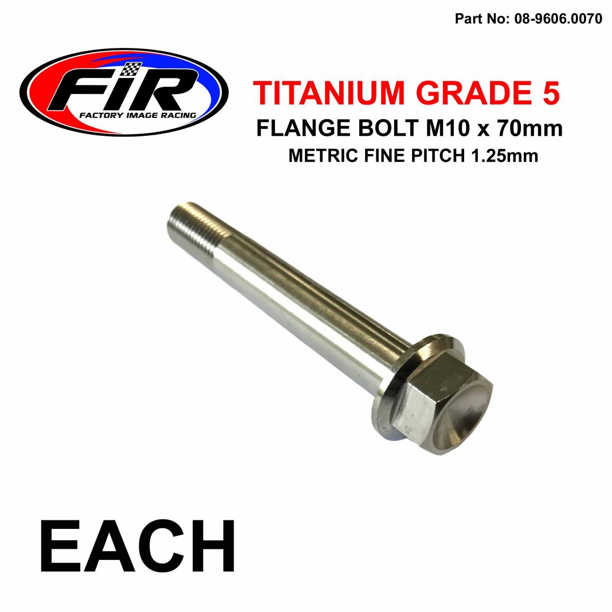 TITANIUM GR5 BOLT M10 x 70mm EACH, METRIC FINE 1.25mm / GRADE 5