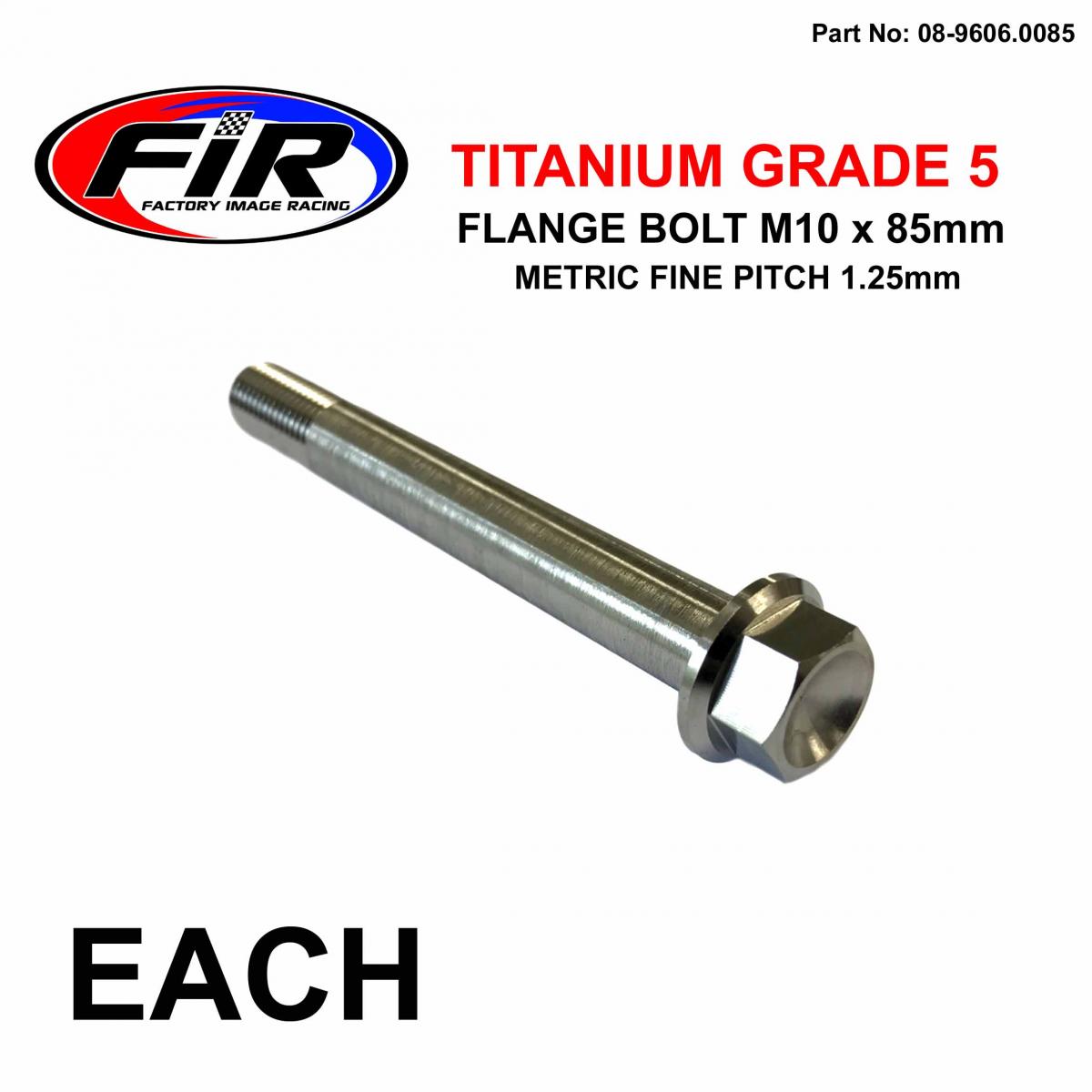 TITANIUM GR5 BOLT M10 x 85mm EACH, METRIC FINE 1.25mm / GRADE 5