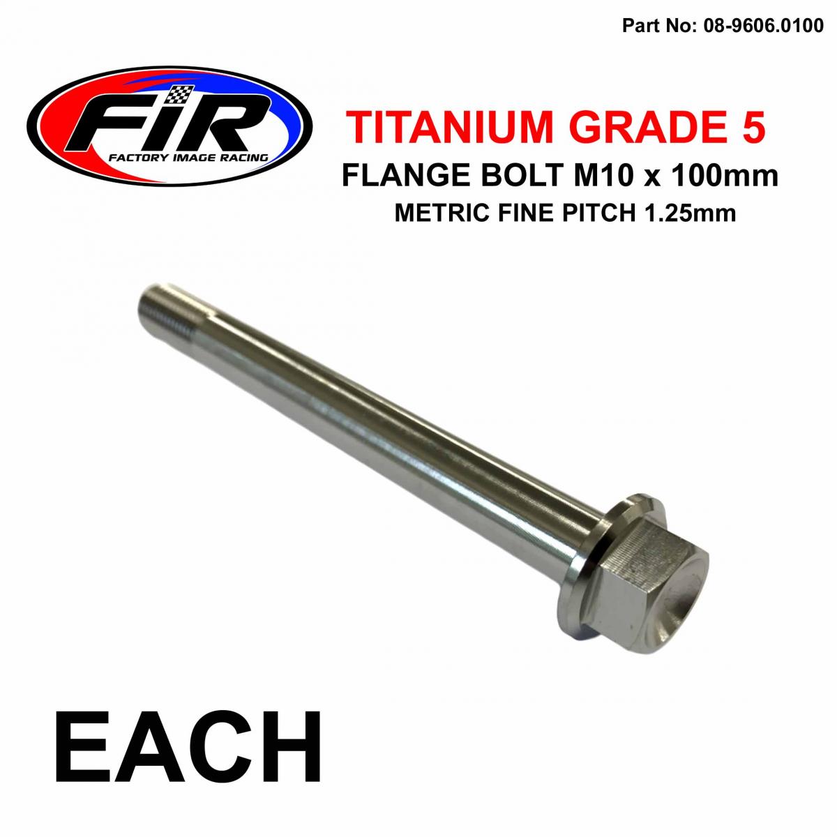 TITANIUM GR5 BOLT M10 x 100mm EACH, METRIC FINE 1.25mm / GRADE 5