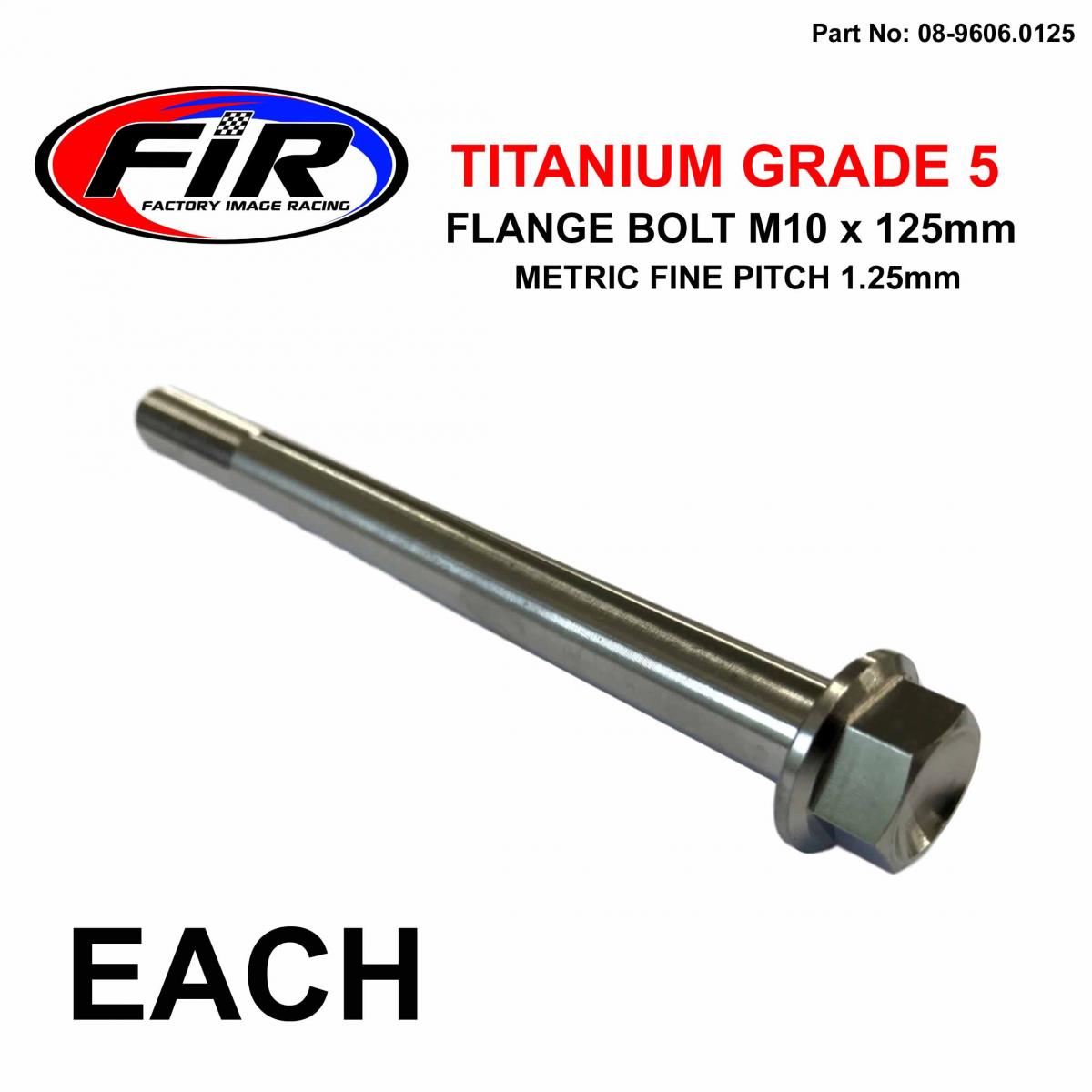 TITANIUM GR5 BOLT M10 x 125mm EACH, METRIC FINE 1.25mm / GRADE 5