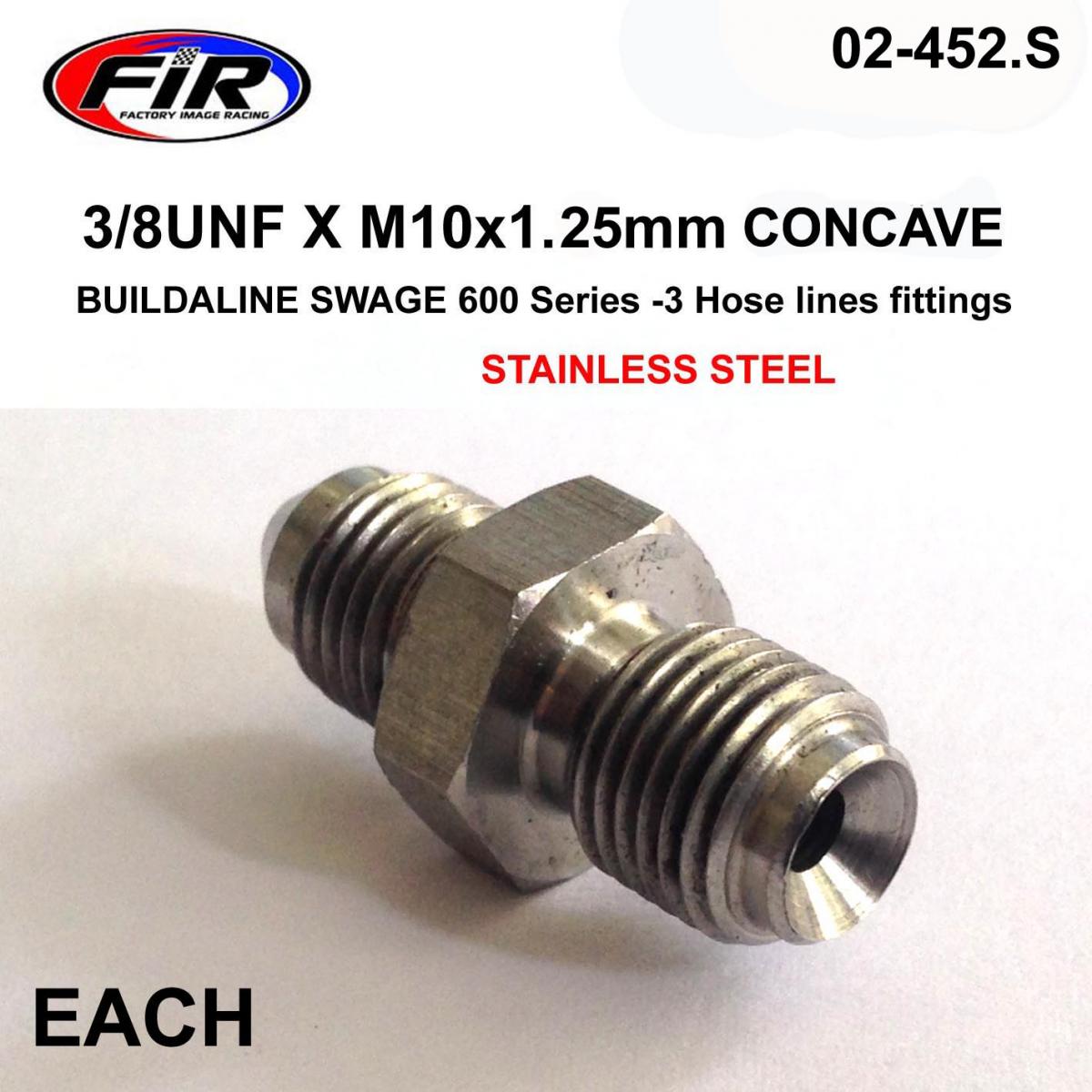 3/8UNF X M10x1.25mm CONCAVE FR, SWAGE CRIMP FITTING 600 Series -3,  / STAINLESS STEEL