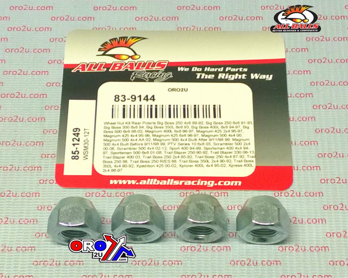 WHEEL NUT REAR KIT PACK-4, ALLBALLS 85-1249, 7542714, Polaris Big Boss 250 4x6 89-92, Big Boss 250 6x6 91-93, Big Boss 300 6x6 94, Big Boss 350L 6x6 93, B