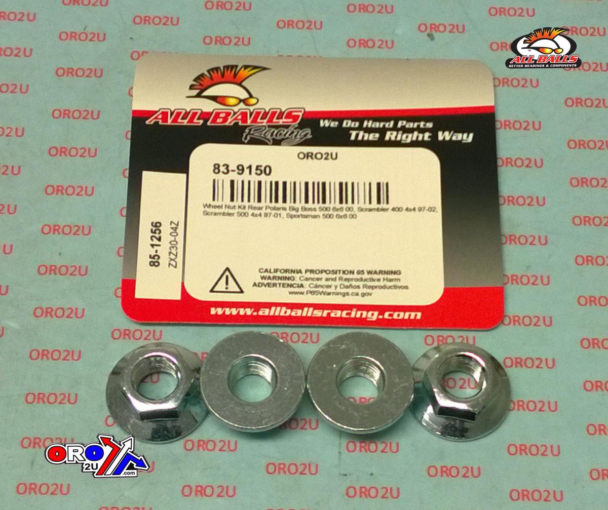 Wheel Nut Kit, ALLBALLS 85-1256, 7547037, Polaris Big Boss 500 6x6 00, Scrambler 400 4x4 97-02, Scrambler 500 4x4 97-01, Sportsman 500 6x6 00