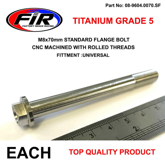 TITANIUM GR5 BOLT M8 x 70mm EACH, FLANGE OD: 14mm / HEX SIZE: 10mm,  /