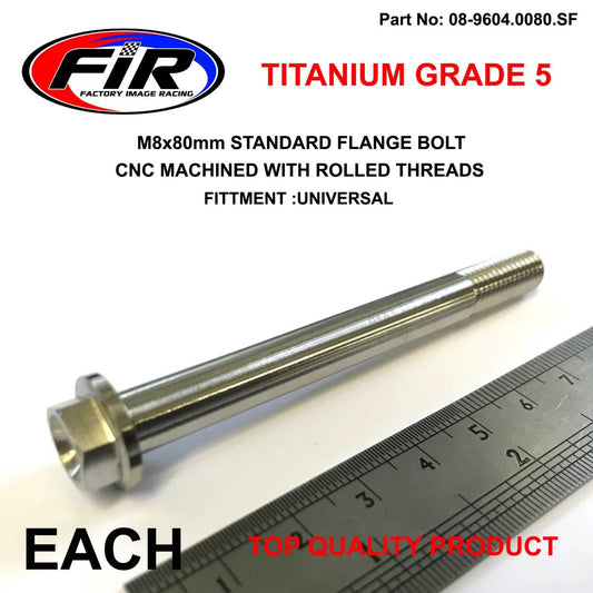 TITANIUM GR5 BOLT M8 x 80mm EACH, FLANGE OD: 14mm / HEX SIZE: 10mm,  /