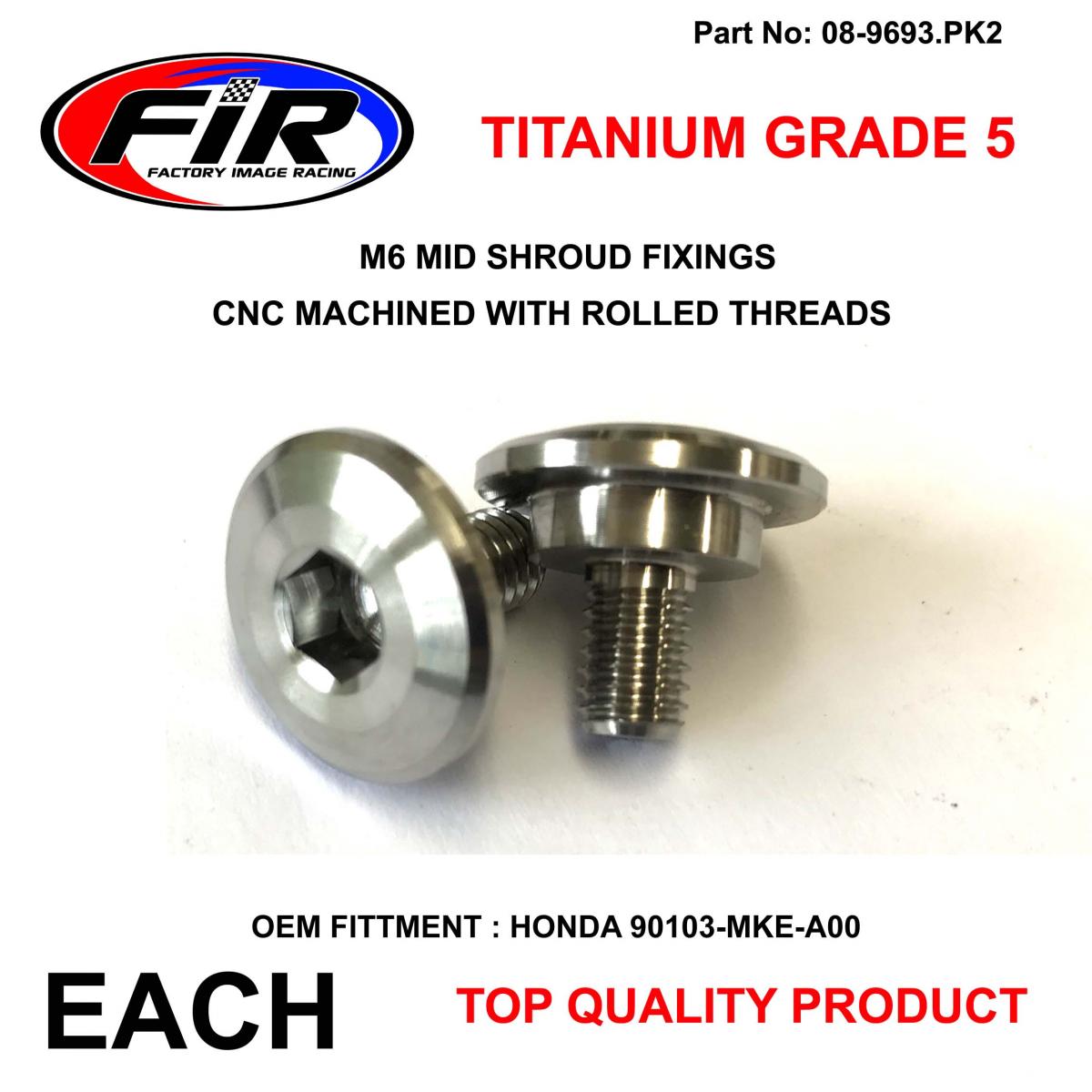 M6 RAD SHROUD BOLTS HONDA PK 2, TITANIUM GRADE 5 / , OEM REF: 90103-MKE-A00