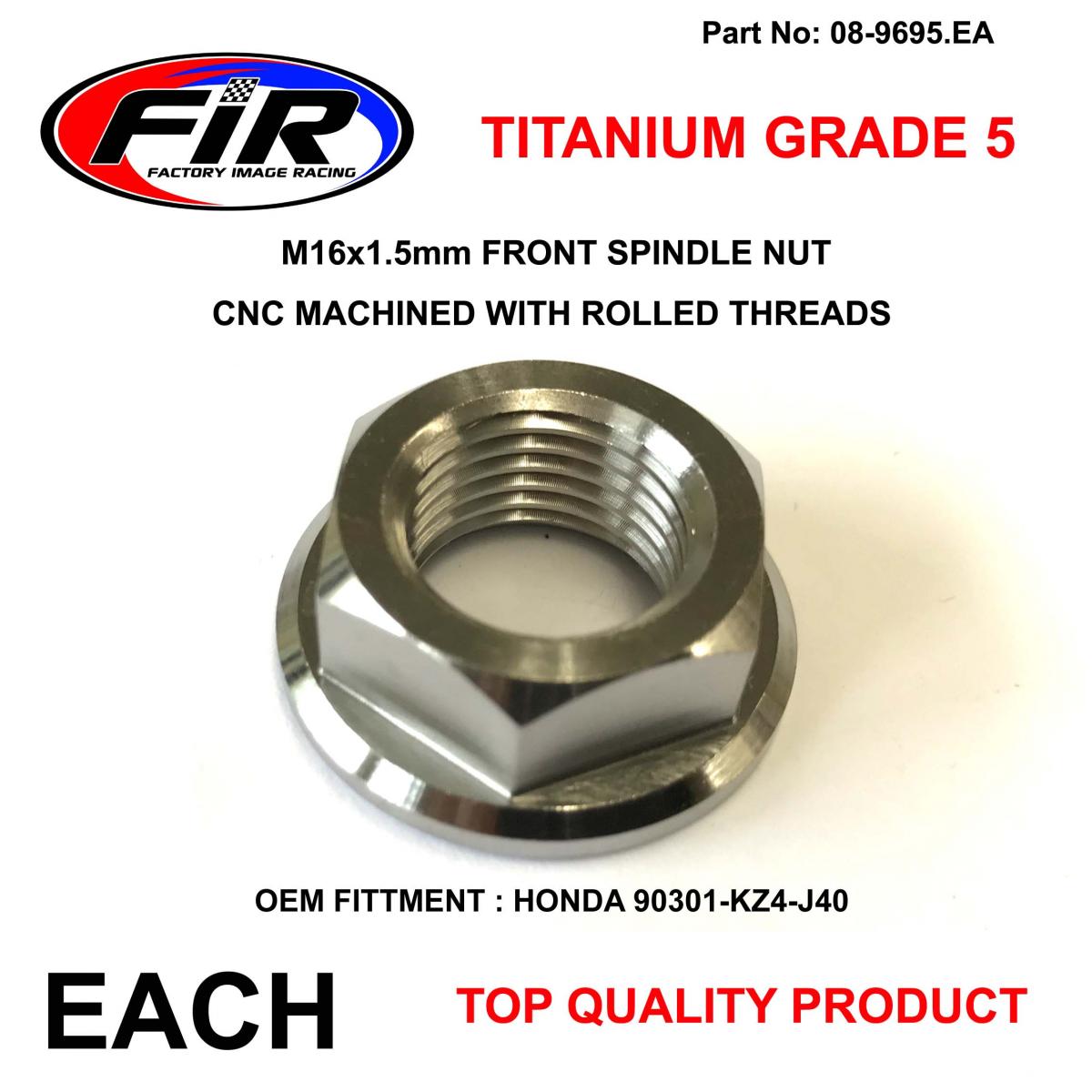 HONDA FRONT SPINDLE NUT M16x1.5, TITANIUM GRADE 5 / , OEM REF: 90301-KZ4-J40