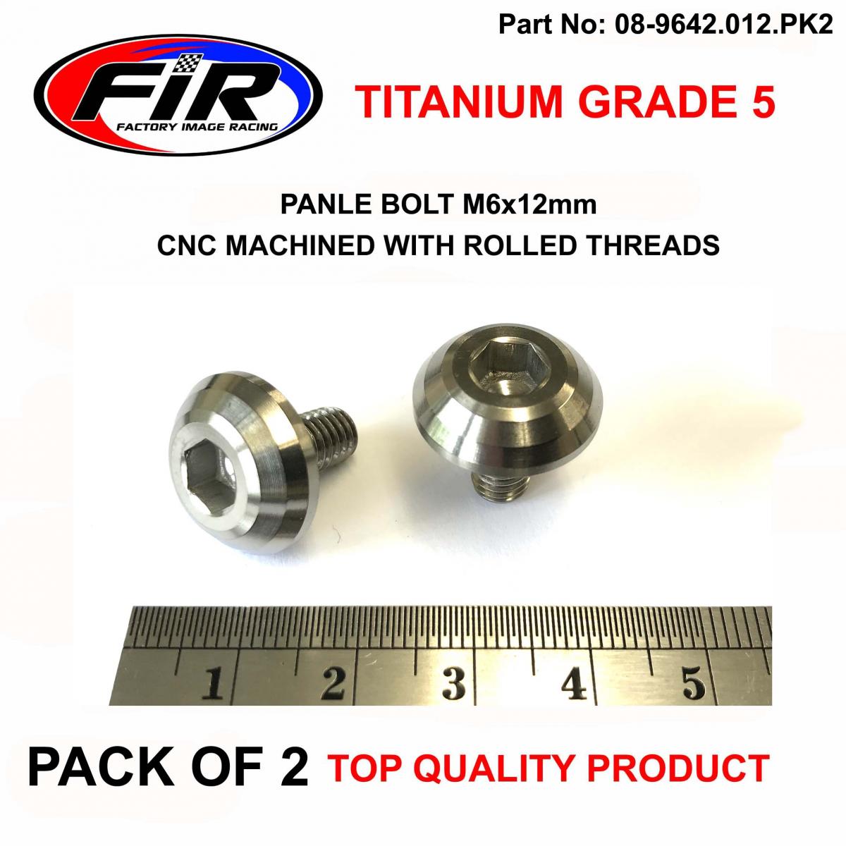 TITANIUM GR5 PANEL BOLT M6X12mm, PACK OF 2 / METRIC COARSE