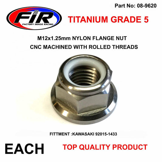 TITANIUM GR5 M12x1.25mm NUT, NYLON FLANGE NUT / EACH,  / OEM KAWASAKI 92015-1433