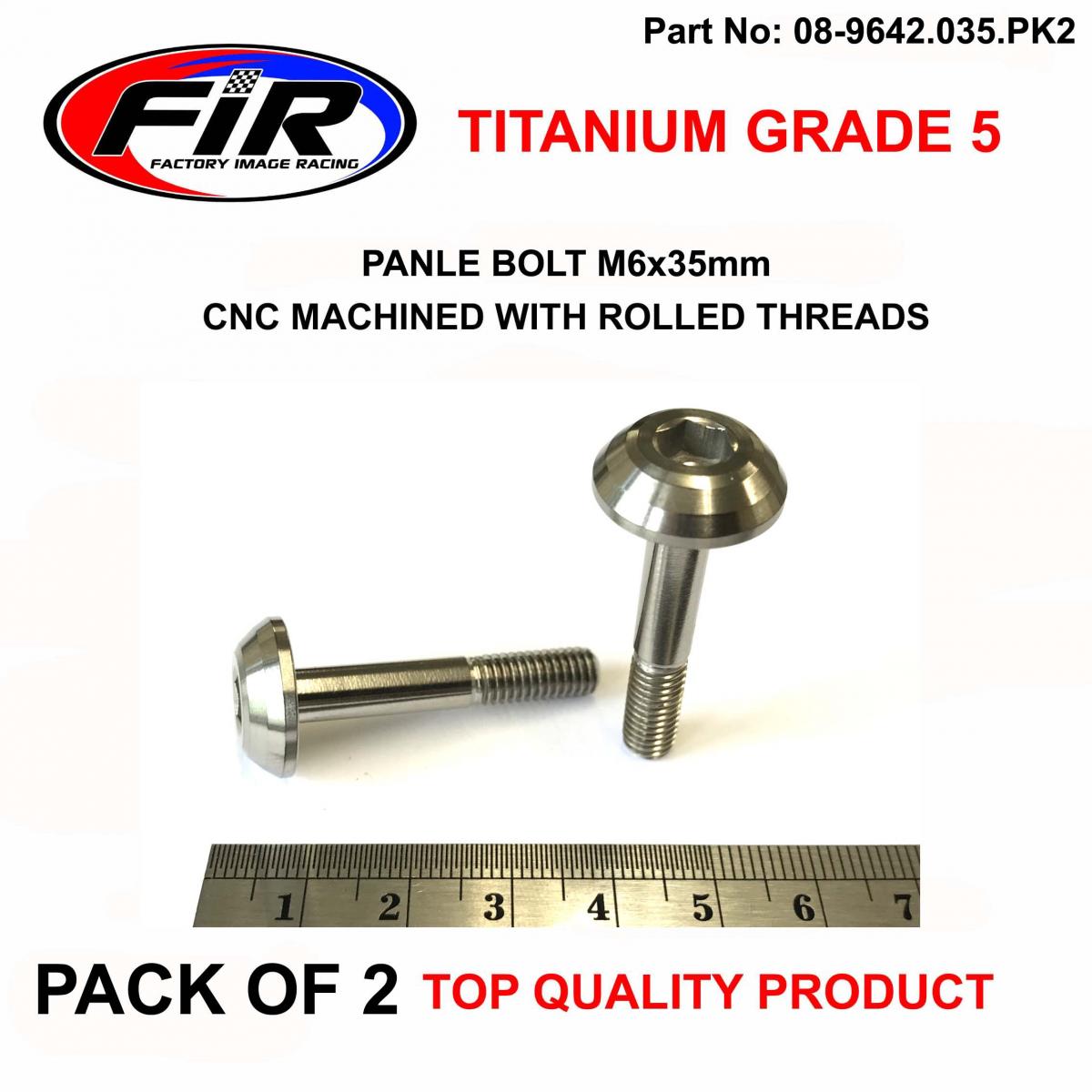 TITANIUM GR5 PANEL BOLT M6X35mm, PACK OF 2 / METRIC COARSE